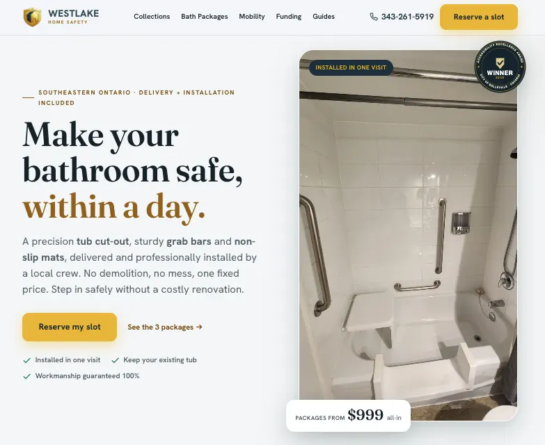 westlakehomesafety.ca landing page